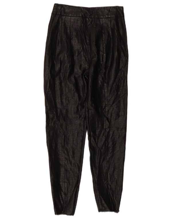 Zara Γυναικείο Skinny παντελόνι από συνθετικό δέρμα Small W26 L26 Μαύρο Animal Print