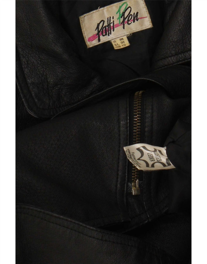 Vintage Γυναικείο Δερμάτινο Μπουφάν Biker UK 10 Small Black Leather