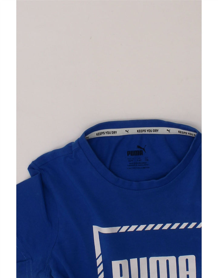 PUMA Boys Graphic T-Shirt Top 7-8 Years Blue Cotton Vintage Puma and Second-Hand Puma from Messina Hembry 
