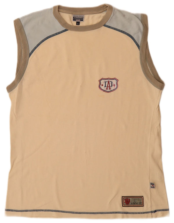 Diadora Womens Vest Top UK 18 XL Beige Colourblock Cotton
