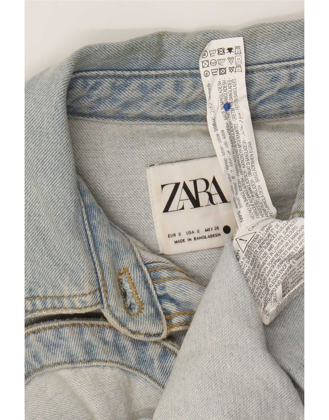 Zara Γυναικείο τζιν πουκάμισο UK 10 Small μπλε βαμβακερό