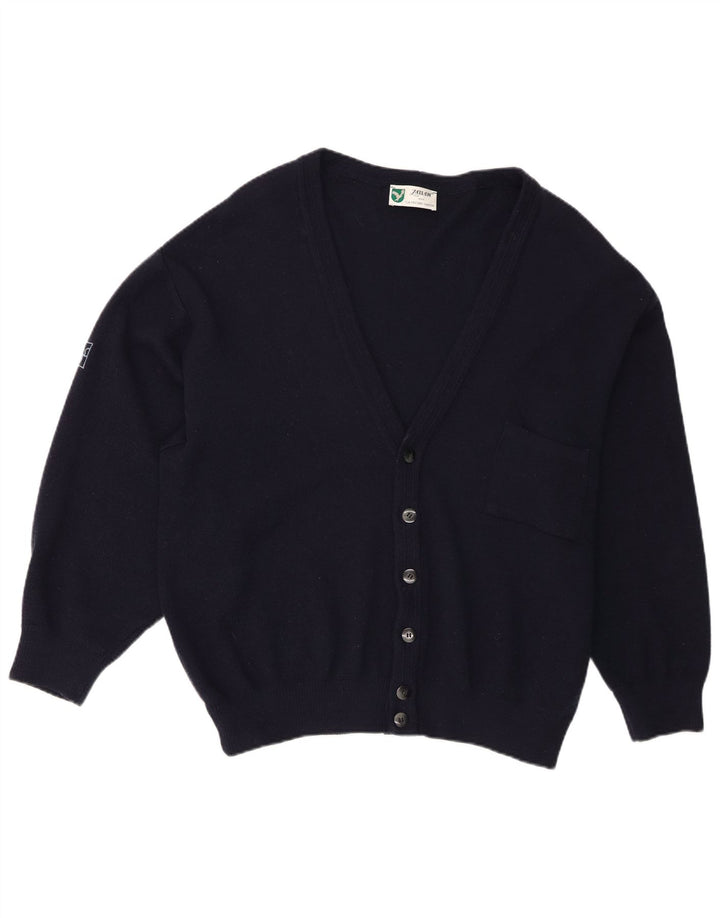 Milan Ανδρικό πουλόβερ ζακέτα EU 52 Large Navy Blue Virgin Wool