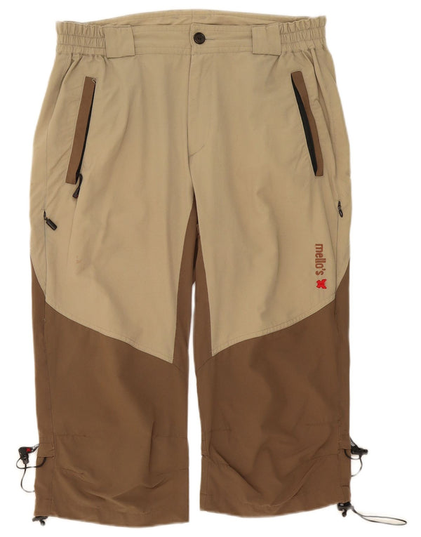 MELLO'S Womens Cargo Capri Trousers IT 48 XL W30 L19 Brown Colourblock