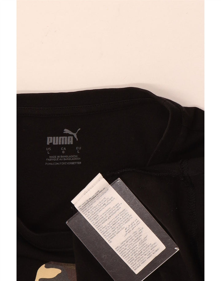 Ανδρικό γραφικό μπλουζάκι Puma, μεγάλο μαύρο βαμβακερό