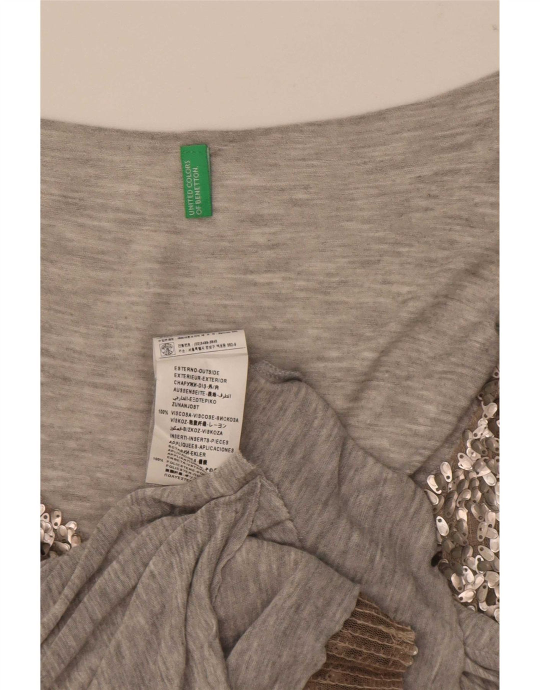 Γυναικείο γιλέκο Benetton Sequin Top UK 14 Medium Grey Viscose