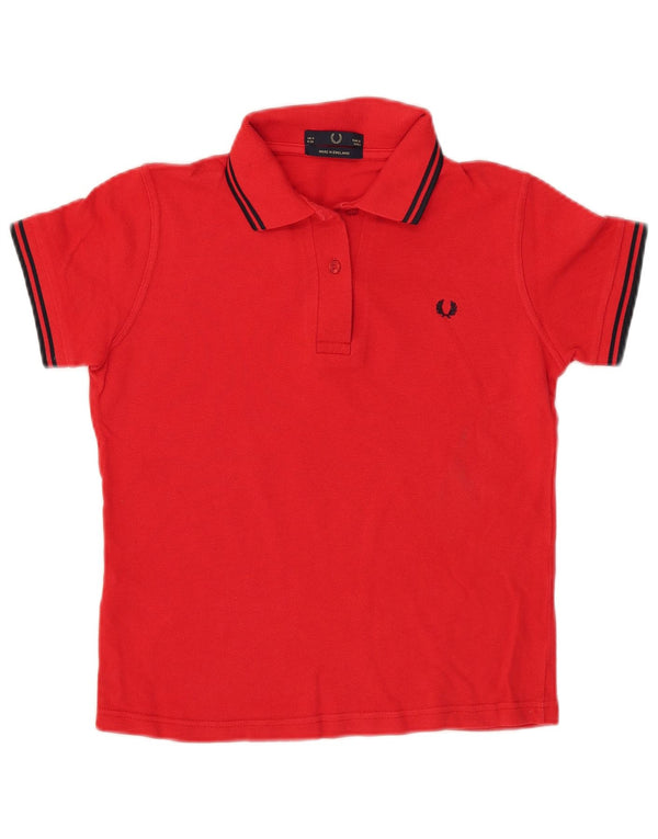 Fred Perry Γυναικείο Crop Polo πουκάμισο UK 8 Small κόκκινο βαμβακερό