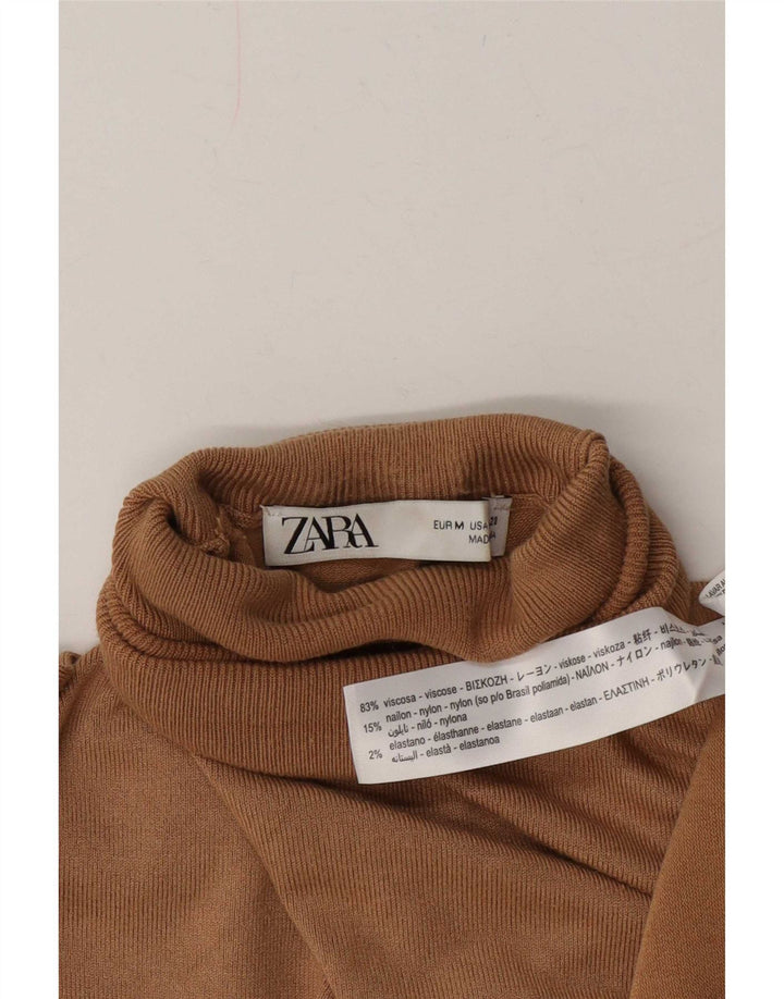 Zara γυναικείο πουλόβερ με ρολό λαιμόκοψη UK 12 μεσαία μπεζ βισκόζη