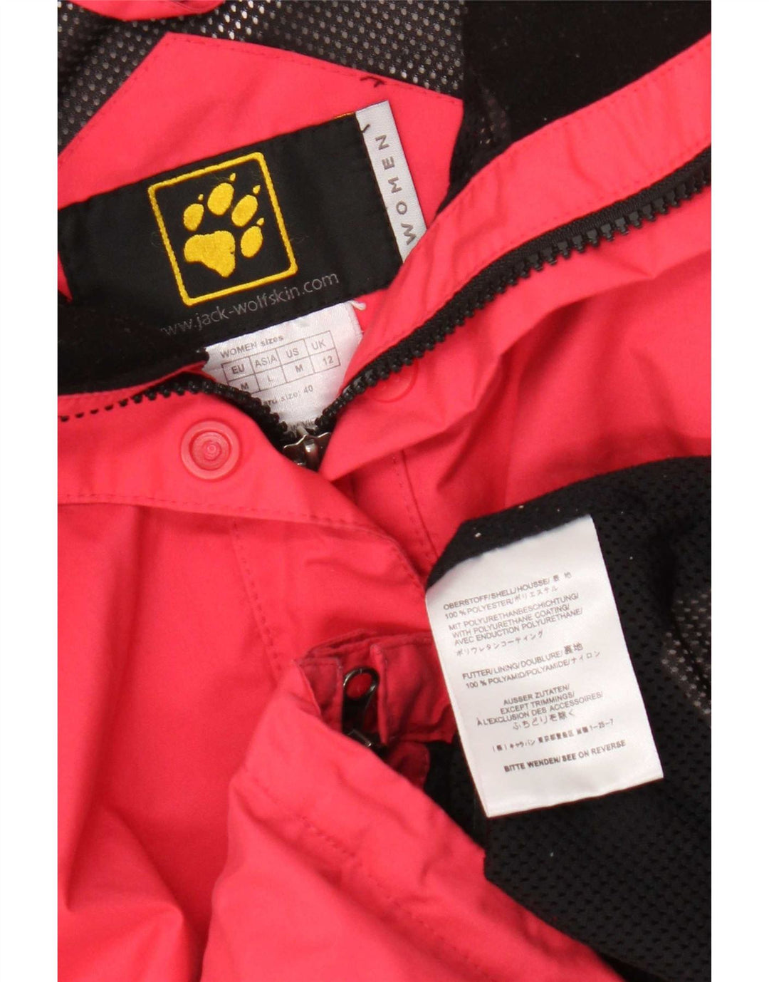 Jack Wolfskin Γυναικείο μπουφάν βροχής με κουκούλα UK 12 Medium Pink Polyester
