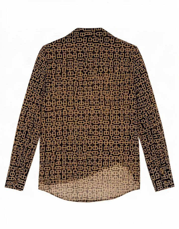 Zara Γυναικείο πουκάμισο See Through Pullover UK 6 XS Μαύρο γεωμετρικό πολυεστέρα