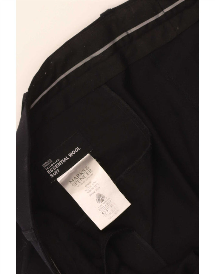 Ανδρικό ίσιο παντελόνι Marks & Spencer W42 L33 Navy Blue Wool