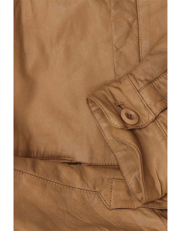 Vintage Ανδρικό Δερμάτινο Μπουφάν IT 52 XL Μπεζ