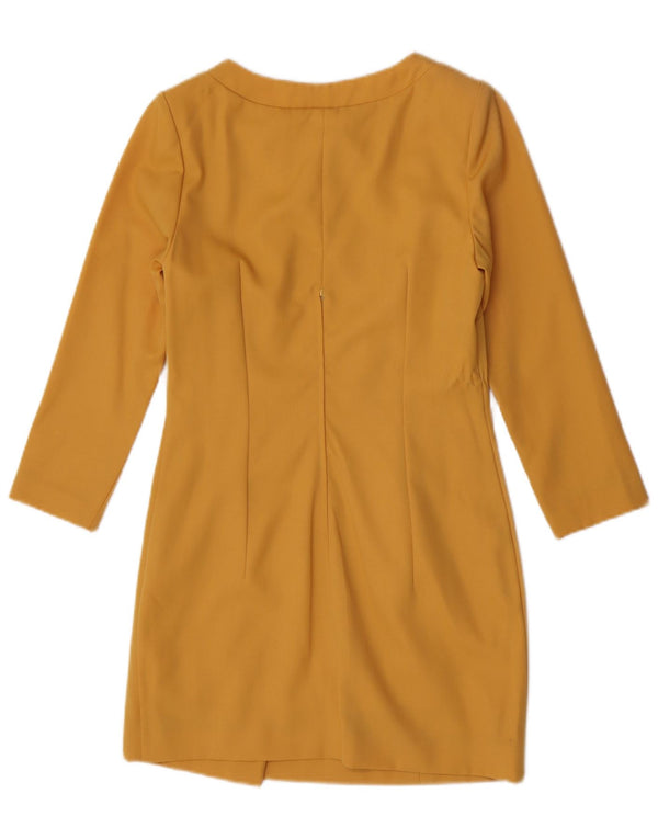 Vintage γυναικείο φόρεμα με μανίκια 3/4 UK 12 Medium Yellow