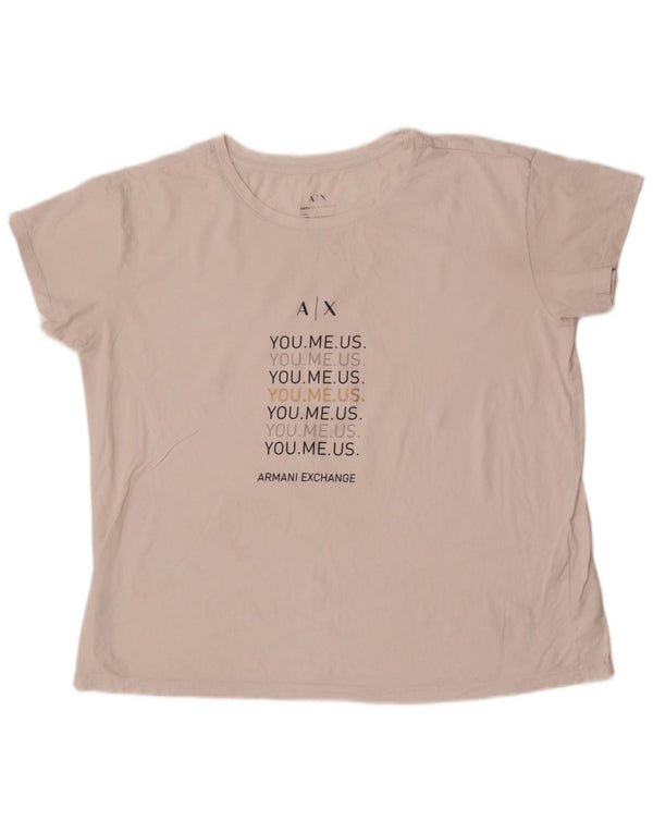 Armani Γυναικείο T-Shirt Top UK 18 XL Λευκό βαμβακερό