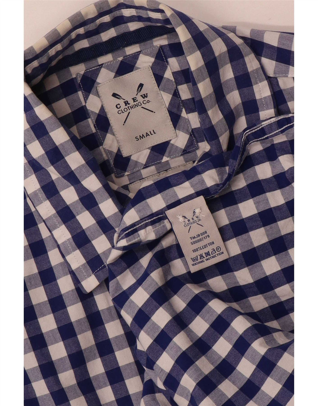 Ανδρικό πουκάμισο Crew Clothing Small Blue Gingham Cotton