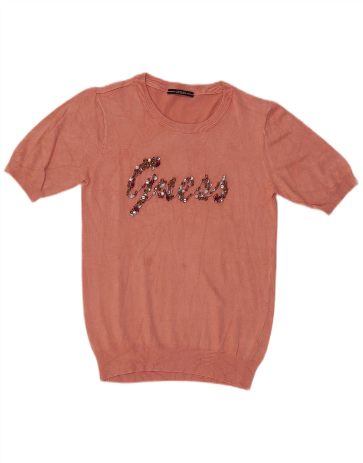 Γυναικείο πουλόβερ Guess Graphic Crew Neck Jumper UK 14 Medium Pink
