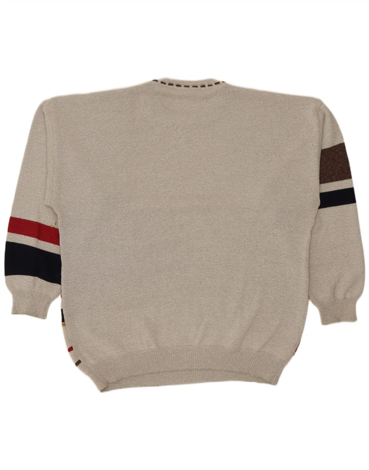 Ανδρικό πουλόβερ Conte Massimo Crew Neck Jumper 2XL Γκρι γεωμετρικό βαμβακερό