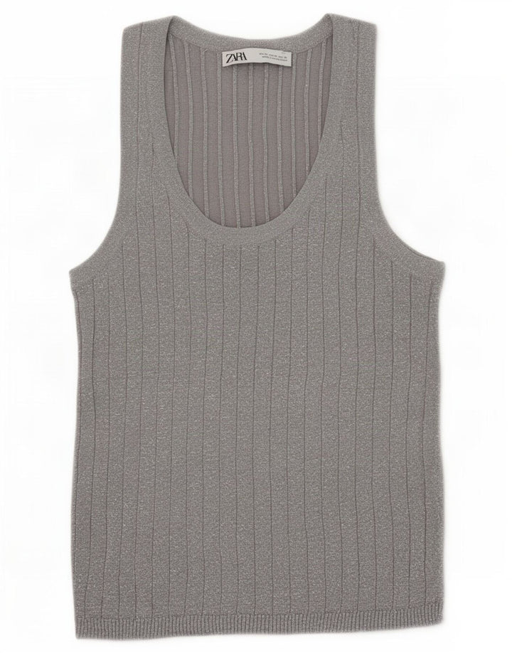 Zara Γυναικείο Γιλέκο Tank Top UK 12 Medium Grey