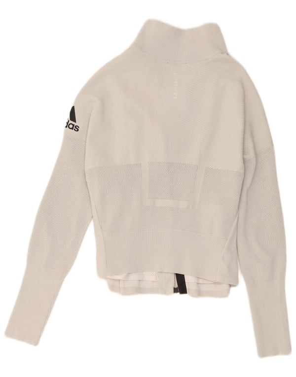 Γυναικεία αθλητική φόρμα γραφικών Adidas Top Jacket UK 8/10 Small White Polyester
