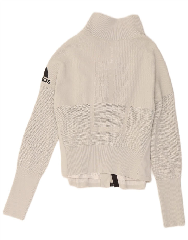 Γυναικεία αθλητική φόρμα γραφικών Adidas Top Jacket UK 8/10 Small White Polyester