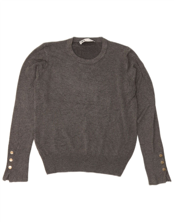 Zara Γυναικείο πουλόβερ με λαιμόκοψη UK 12 Medium Grey