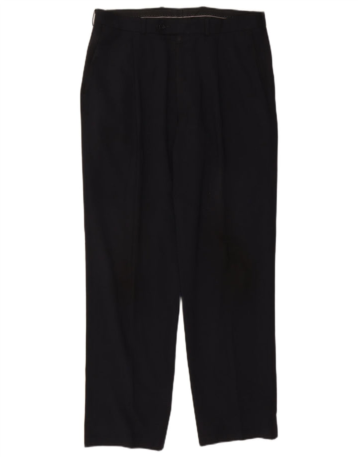Marks & Spencer Ανδρικό παντελόνι με καρφίτσα W34 L31 Navy Blue Polyester