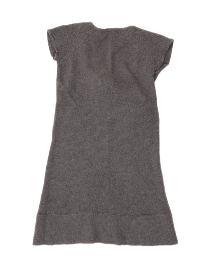 Zara γυναικείο φόρεμα με γραβάτα μπλούζα UK 8 Small Grey Wool