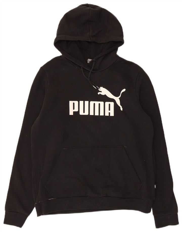 PUMA Womens Graphic Hoodie Jumper UK 16 Large Black Polyester