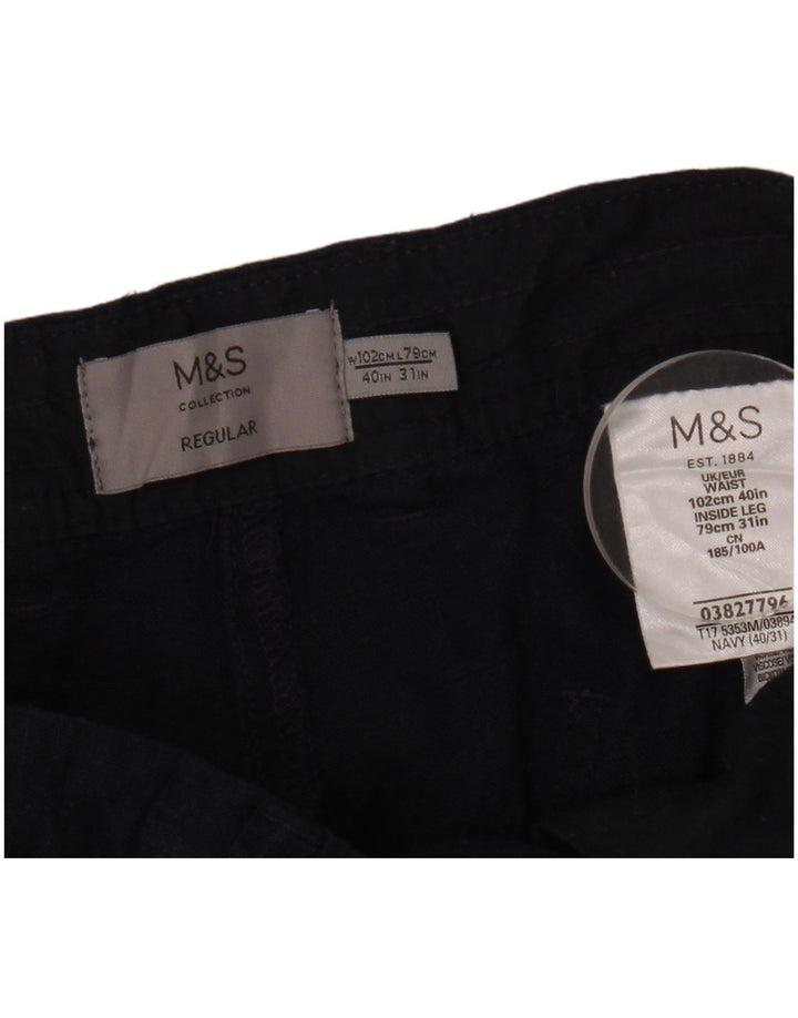 Marks & Spencer Γυναικείο κωνικό κανονικό παντελόνι Chino W40 L31 Navy Blue