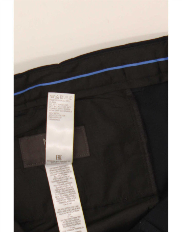 Ανδρικό παντελόνι κανονικό κοστούμι Marks & Spencer W36 L29 Navy Blue Wool