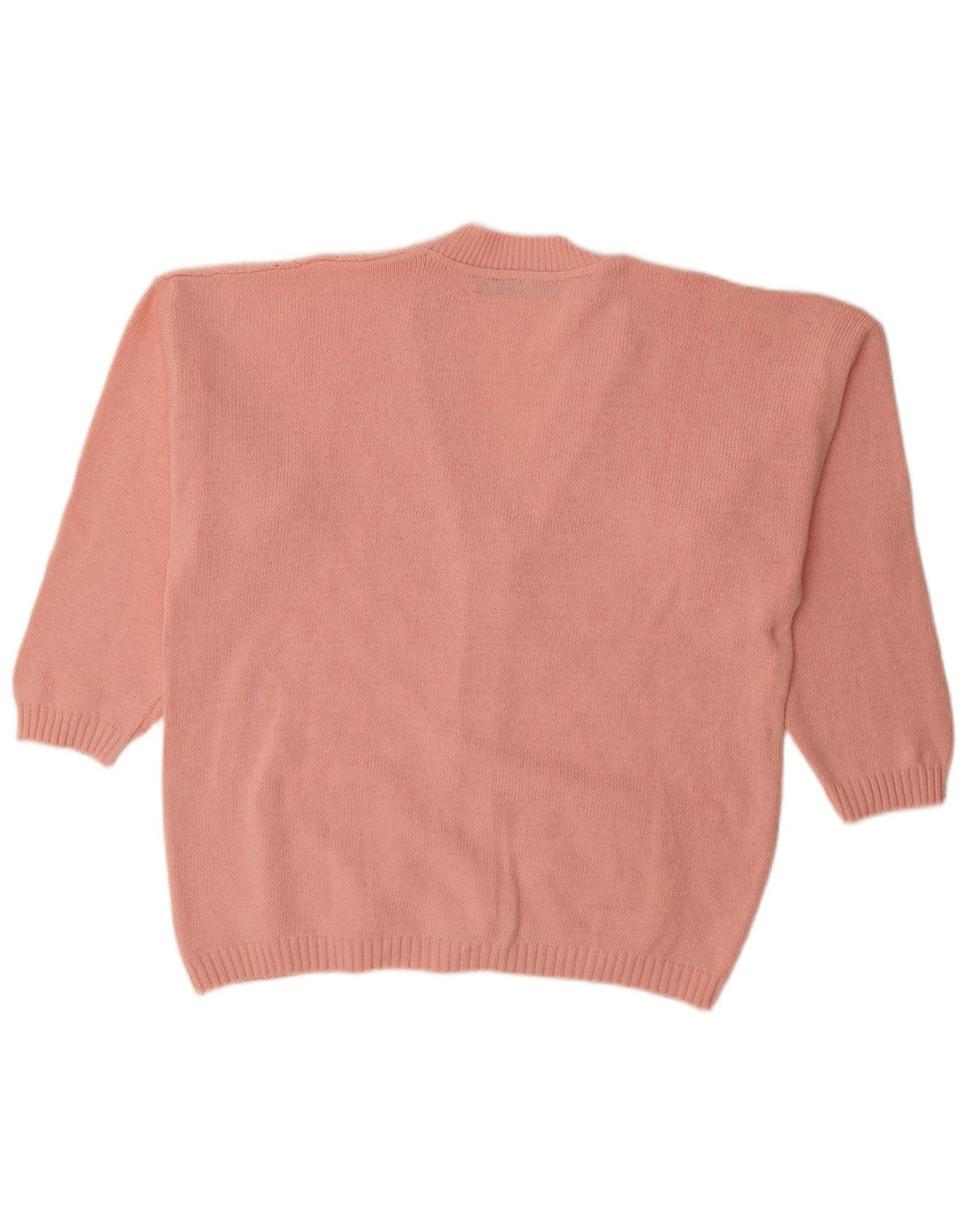 Vintage γυναικείο oversized πουλόβερ ζακέτα UK 16 μεγάλο ροζ βαμβακερό