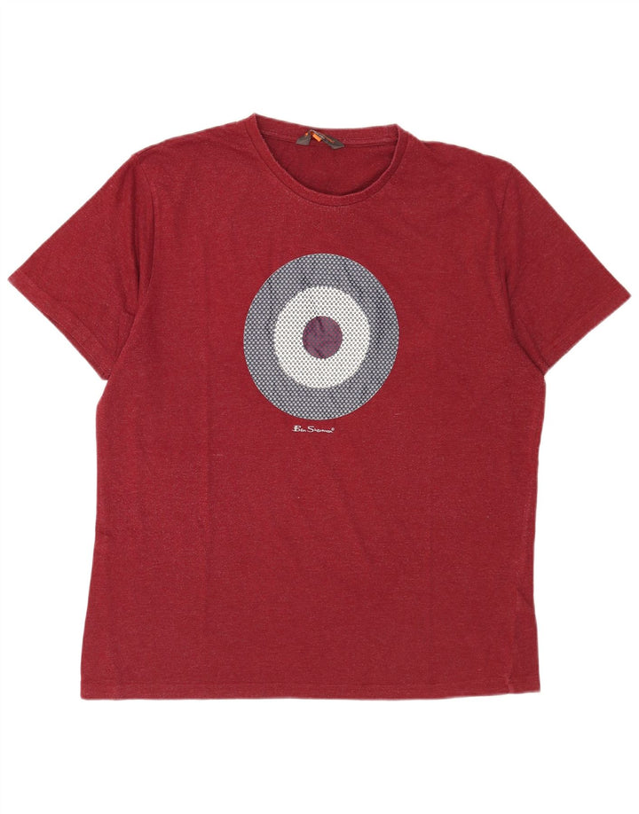 Ben Sherman Ανδρικό γραφικό T-Shirt Top μεγάλο κόκκινο βαμβακερό