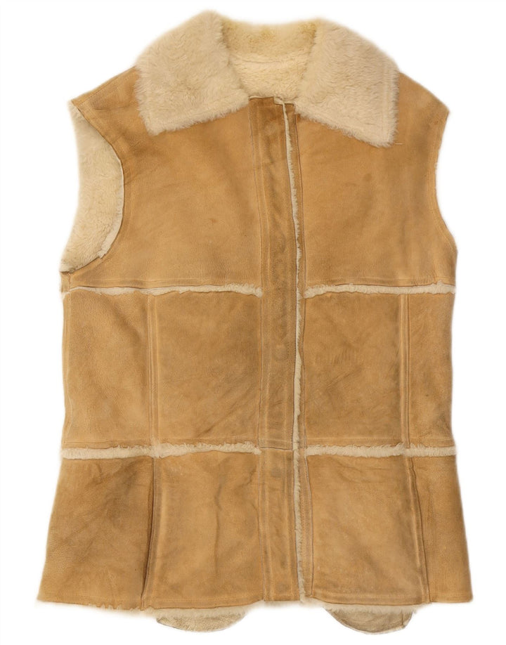 Vintage Γυναικείο Shearling Gilet IT 44 Medium Beige