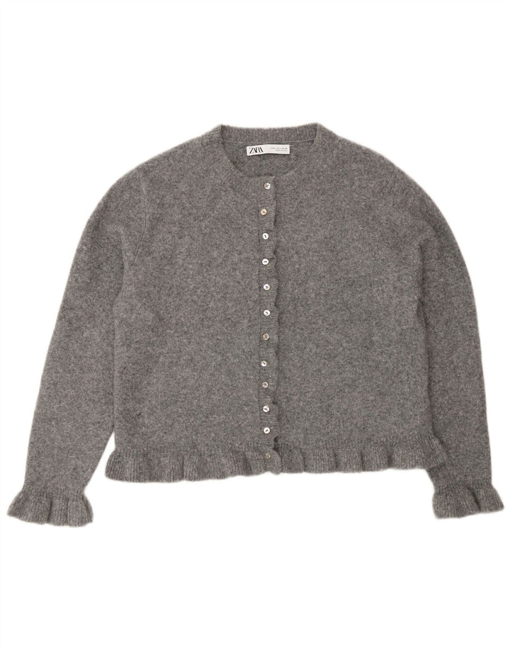 Zara Γυναικεία Ζακέτα UK 16 Large Grey Polyester