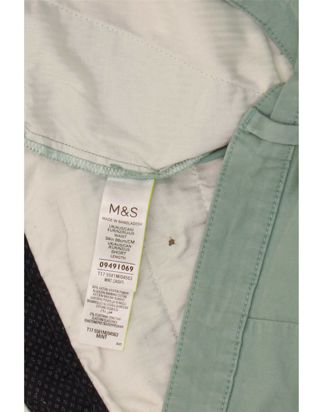 Ανδρικό σορτς Chino Marks & Spencer W34 Μεγάλο πράσινο βαμβακερό