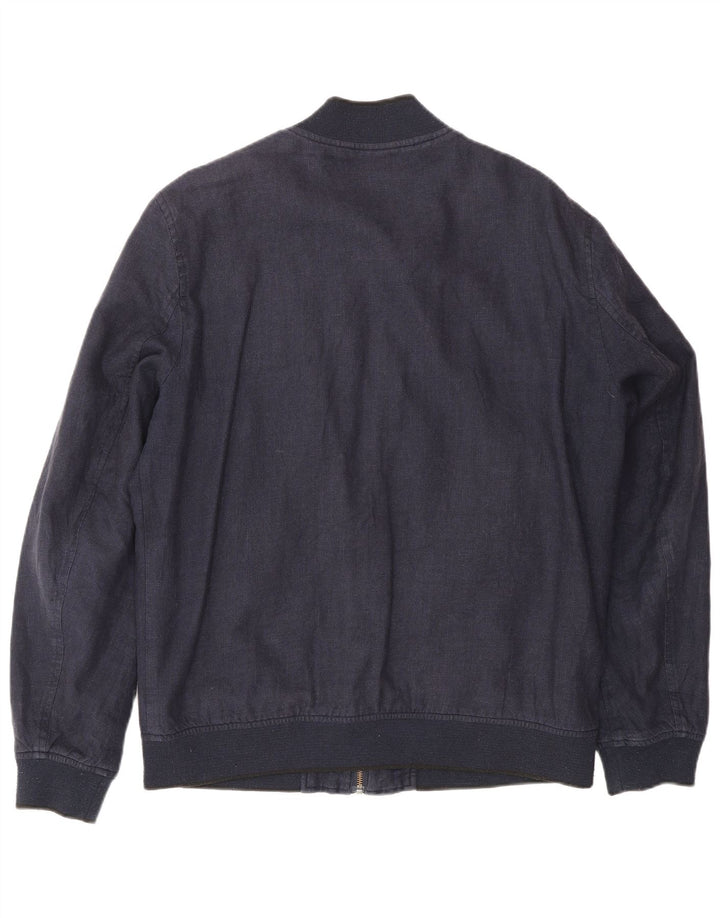 Ted Baker Ανδρικό μπουφάν Bomber Size 4 Μεγάλο λινό Navy Blue