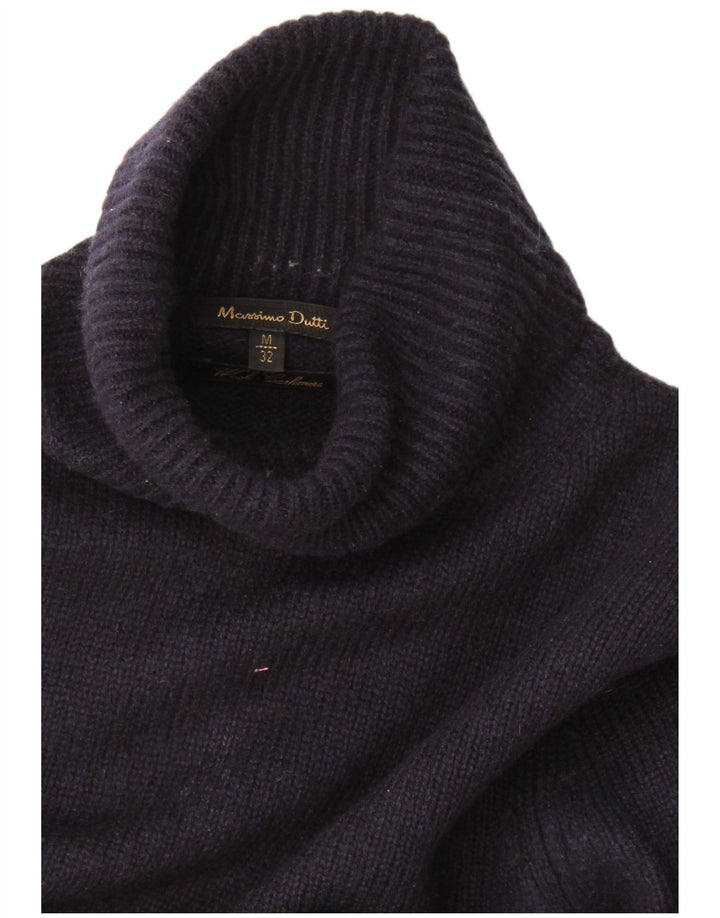 Massimo Dutti Γυναικείο πουλόβερ με ρολό λαιμόκοψη UK 12 Medium Navy Blue