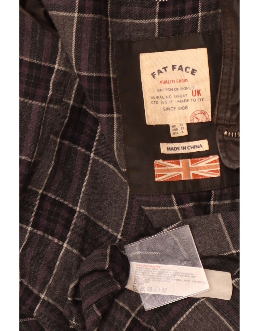 FAT FACE Γυναικείο κερωμένο βαμβακερό μπουφάν με κουκούλα UK 10 Μικρό καφέ βαμβάκι