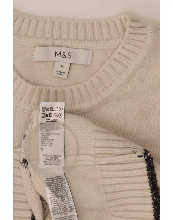 Marks & Spencer Γυναικείο πουλόβερ με λαιμόκοψη UK 14 Medium Off White