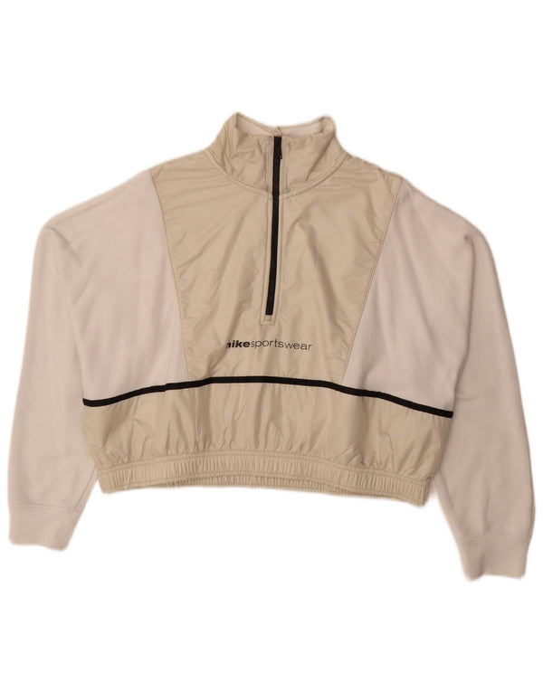 Γυναικείο γραφικό φούτερ Nike Crop Jumper UK 16 Large White Colourblock