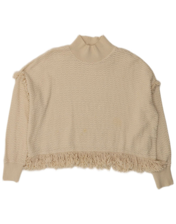 Zara γυναικείο πουλόβερ με λαιμόκοψη χελώνας UK 14 Medium Off White