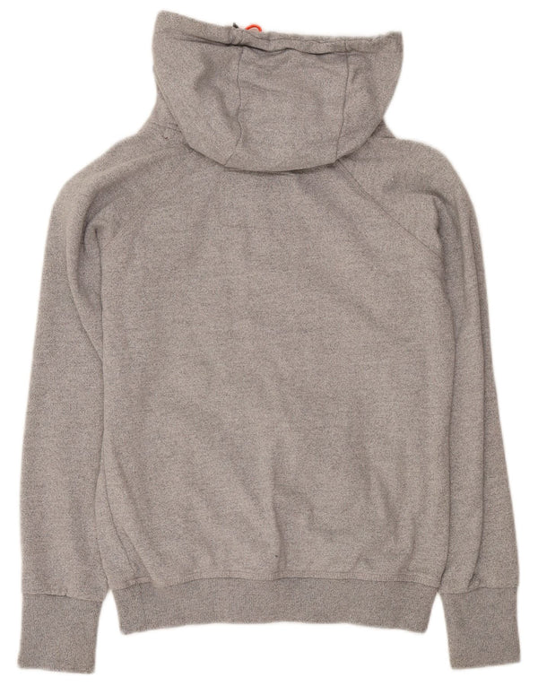 SUPERDRY Womens Hoodie Jumper UK 14 Medium Grey Flecked Cotton