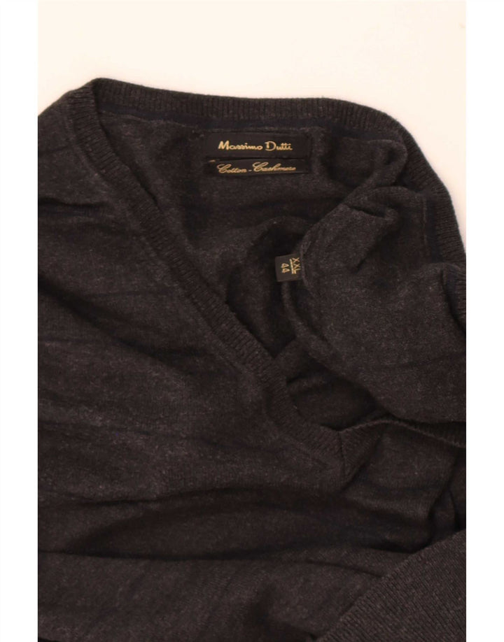 Ανδρικό πουλόβερ Massimo Dutti με V λαιμόκοψη 2XL Μαύρο ριγέ