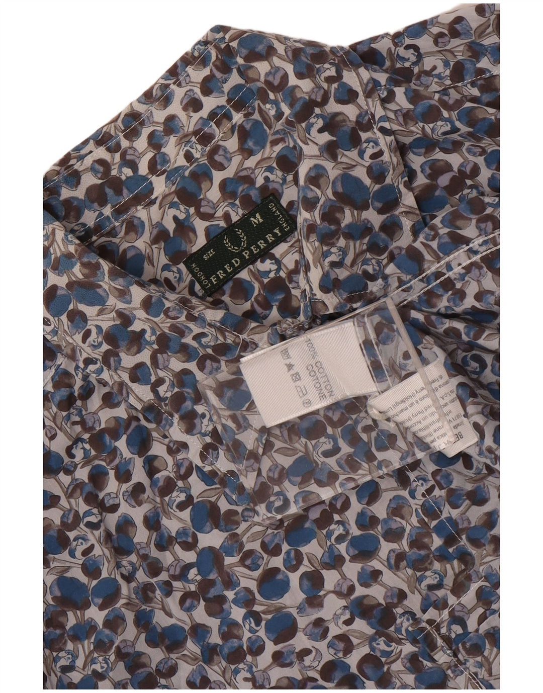 Fred Perry Γυναικείο Πουκάμισο UK 14 Μεσαίο Μπλε φλοράλ βαμβακερό