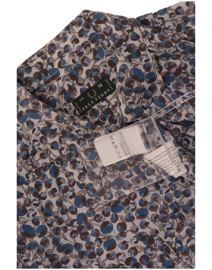 Fred Perry Γυναικείο Πουκάμισο UK 14 Μεσαίο Μπλε φλοράλ βαμβακερό