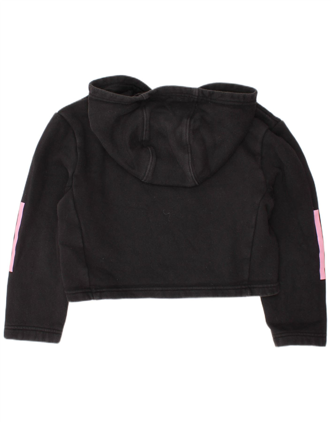 ADIDAS Girls Crop Hoodie Jumper 7-8 ετών Μαύρο Βαμβακερό