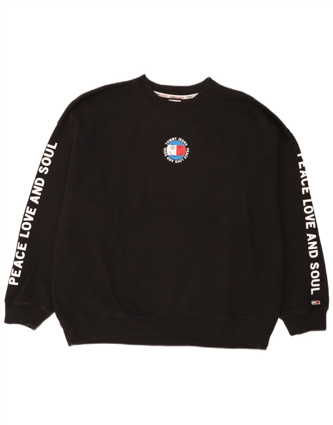 Γραφικό ανδρικό φούτερ Tommy Hilfiger Jumper μεγάλο μαύρο βαμβακερό