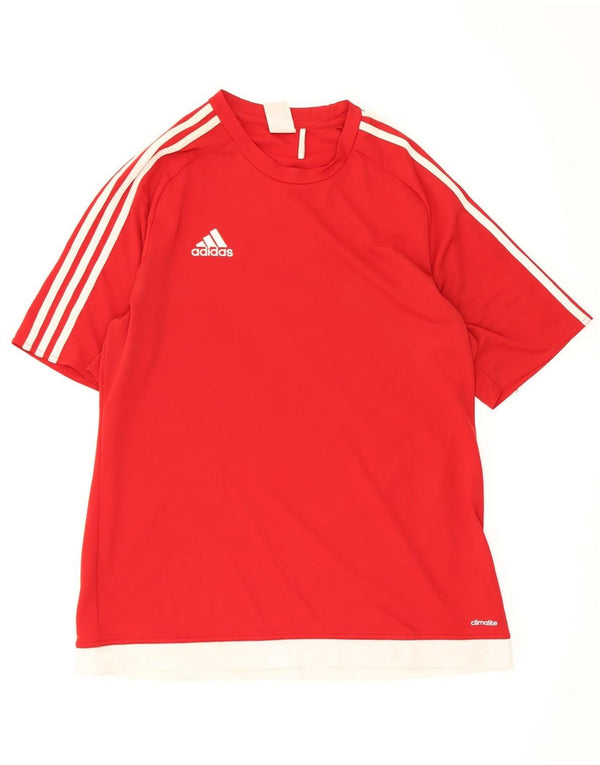 Adidas Ανδρικό T-Shirt Climalite Top Large Red Colourblock Πολυεστέρας