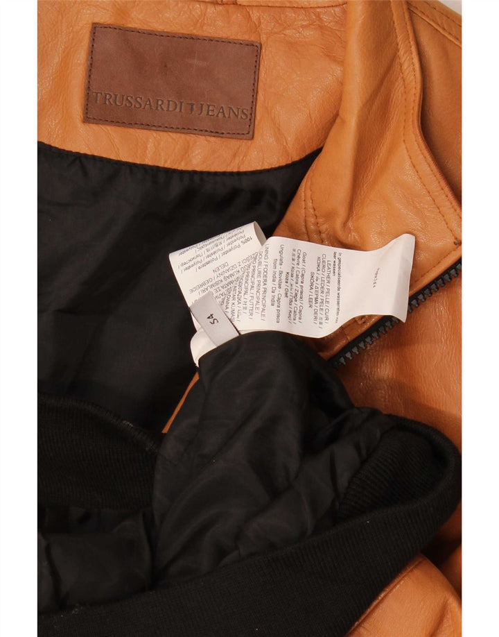 Trussardi Jeans Ανδρικό Δερμάτινο Μπουφάν IT 54 2XL Καφέ