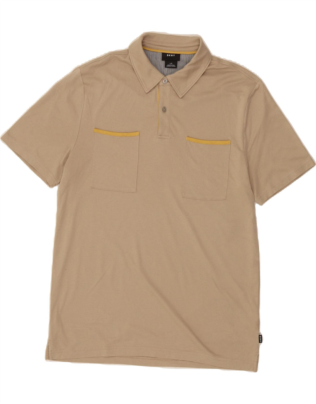 DKNY Mens Polo Shirt Large Beige Cotton Vintage Dkny and Second-Hand Dkny from Messina Hembry 