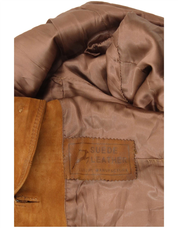 VINTAGE Γυναικείο σουέτ τζάκετ με 3 κουμπιά UK 8 Small Beige Suede